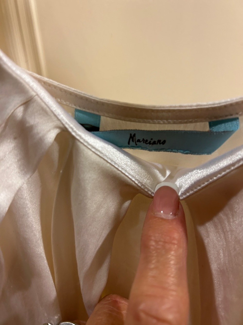 Marciano Ivory Satin V-Neck Blouse